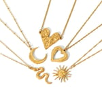 Gold color / 1 Piece Simple Classic Style Moon Shape Stainless Steel  Gold Color Women's Pendant Necklaces Picture3